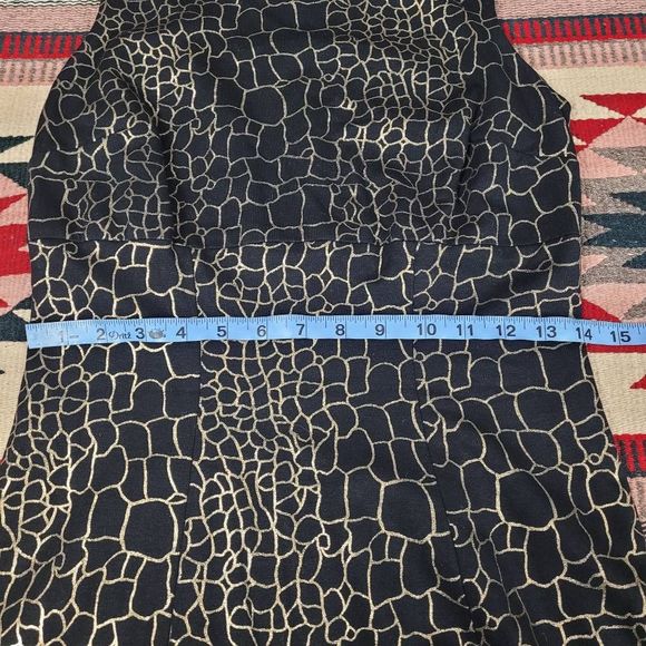 Vtg Cache Black Gold Animal Print Sheath Dress Sz 8 Sleeveless Knee Length - Picture 8 of 10